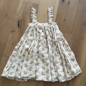 Rylee + Cru Cream and Brown Floral Kids Dress